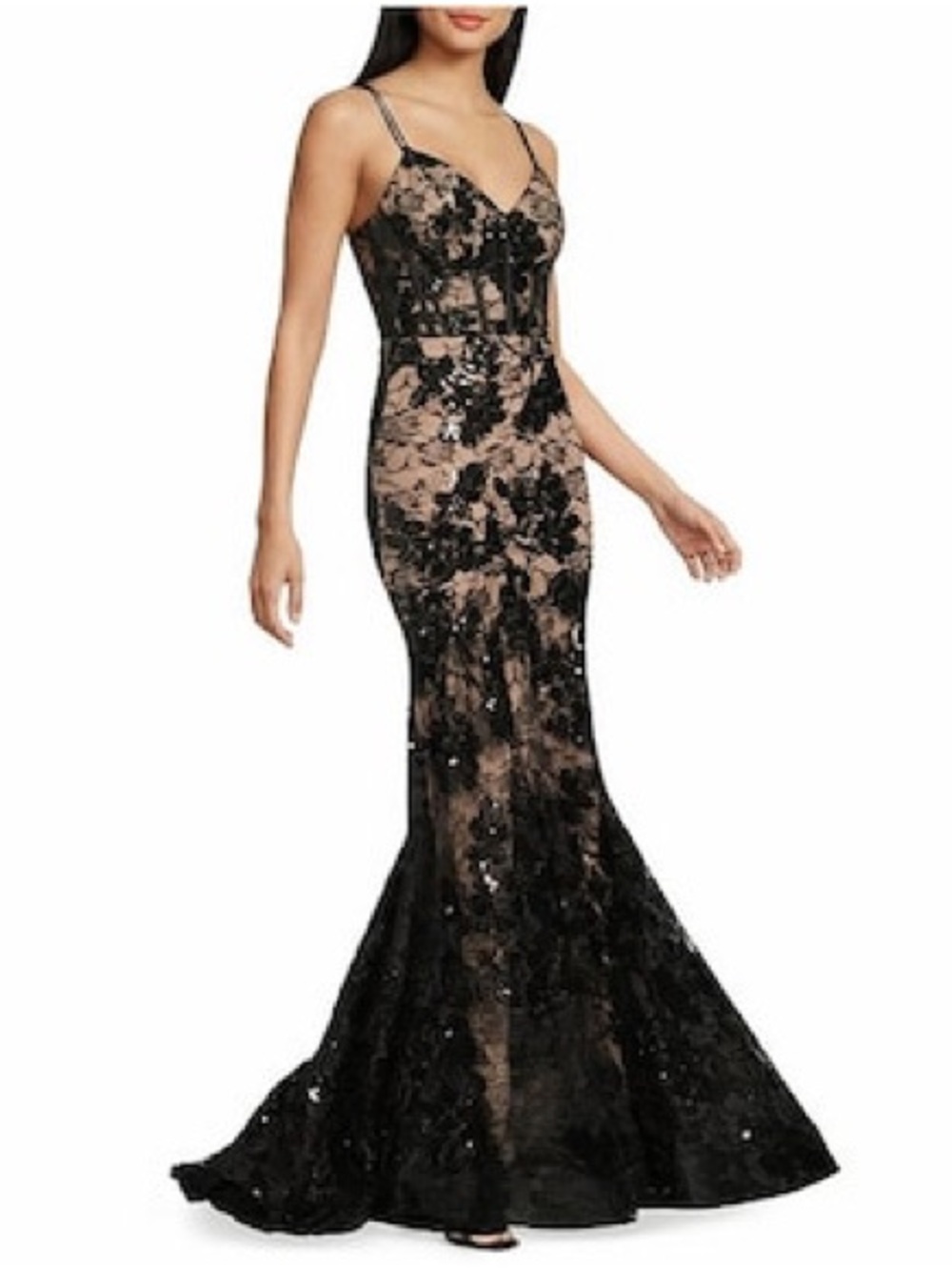 Blondie Nites Black Lace Overlay Maxi Dress